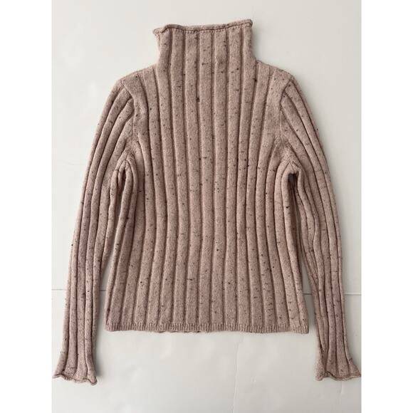 Madewell Donegal Evercrest Sweater Women S Tan Wool Blend Ribbed Turtle Neck - Picture 12 of 12